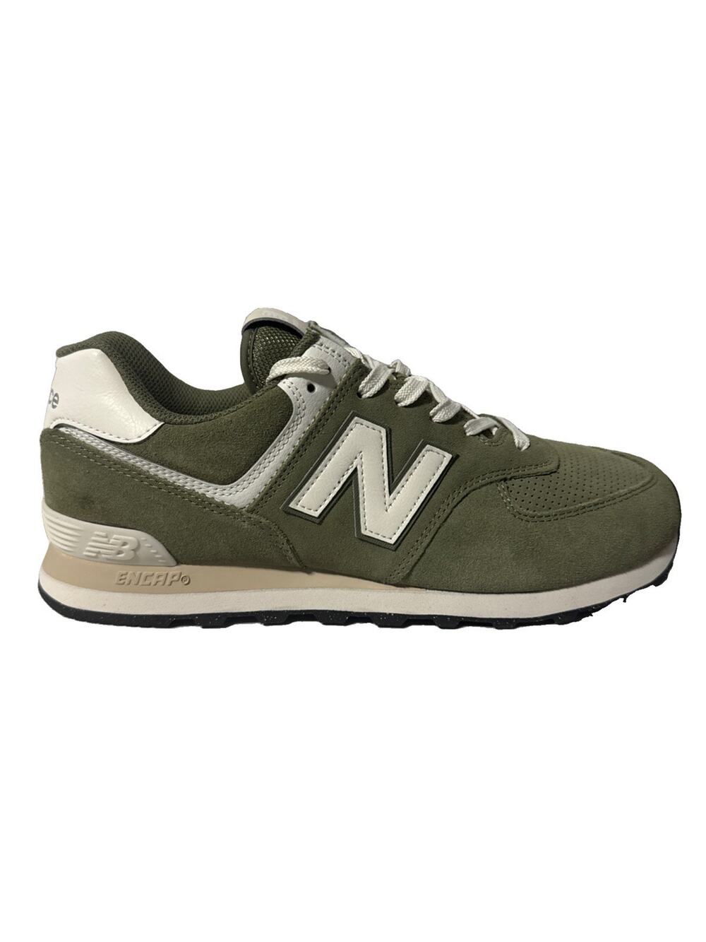 New Balance Unisex-Adult 574 V2 Sneaker, Dark Olivine/Sea Salt, Men 10.5